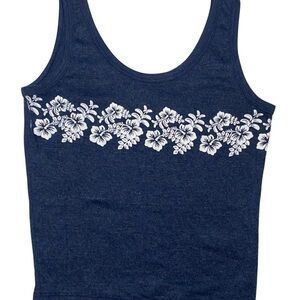 Navy Floral-Print Women's Tank Top